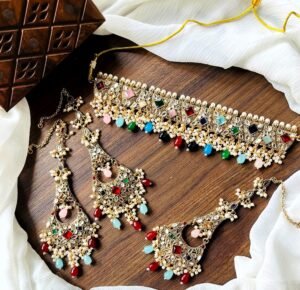 Indian necklace Bindiya with Jhumki