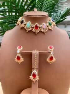 Indian necklace Bindiya with Jhumki