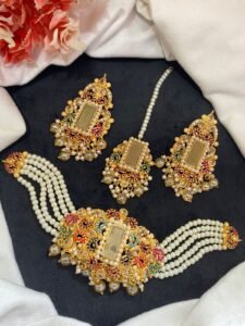 New Beautiful Manjoos Light Weight Nauratan Work Choker Sets