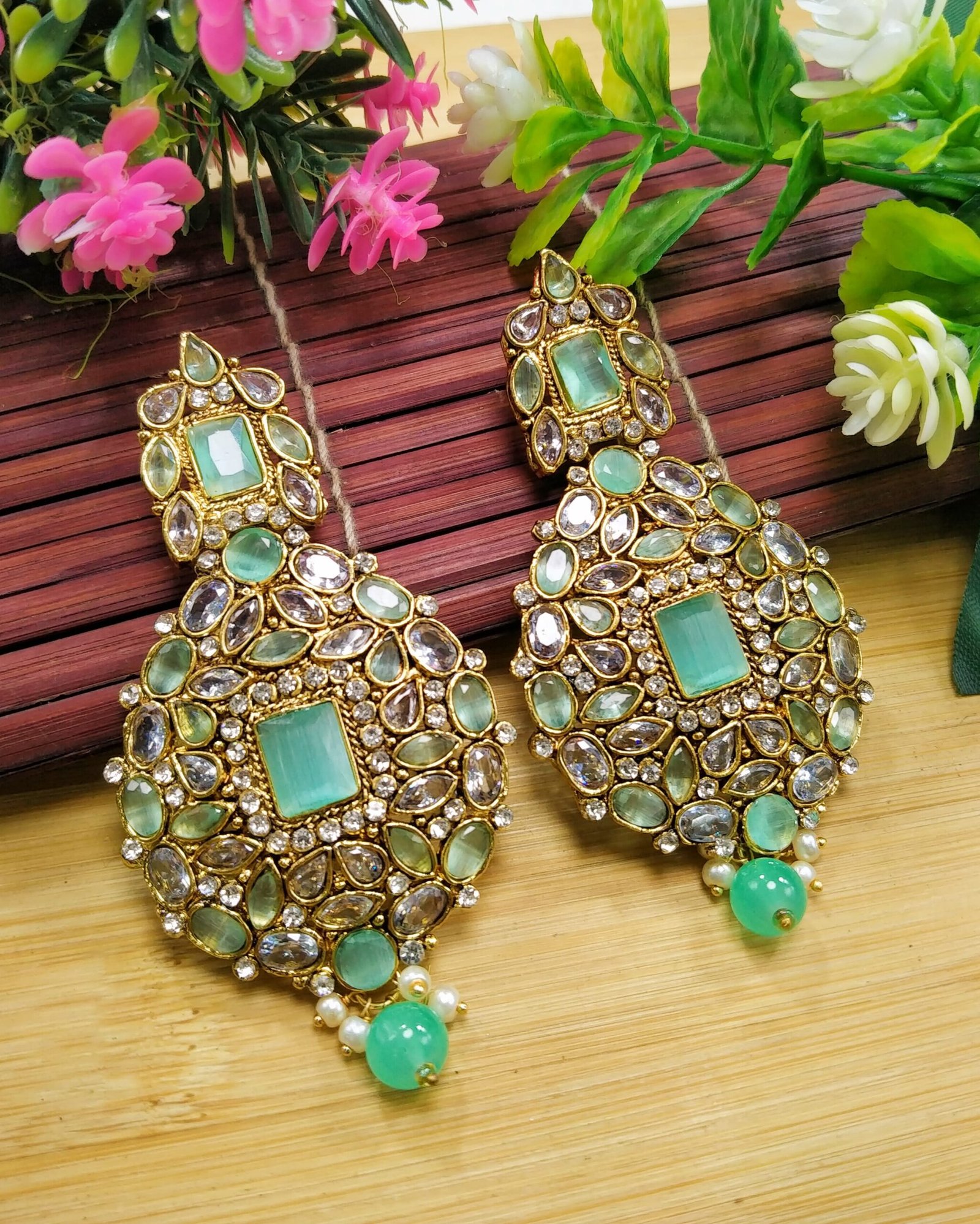 Most Attractive Full Zircon Big size Egyptian Style Drop Earrings