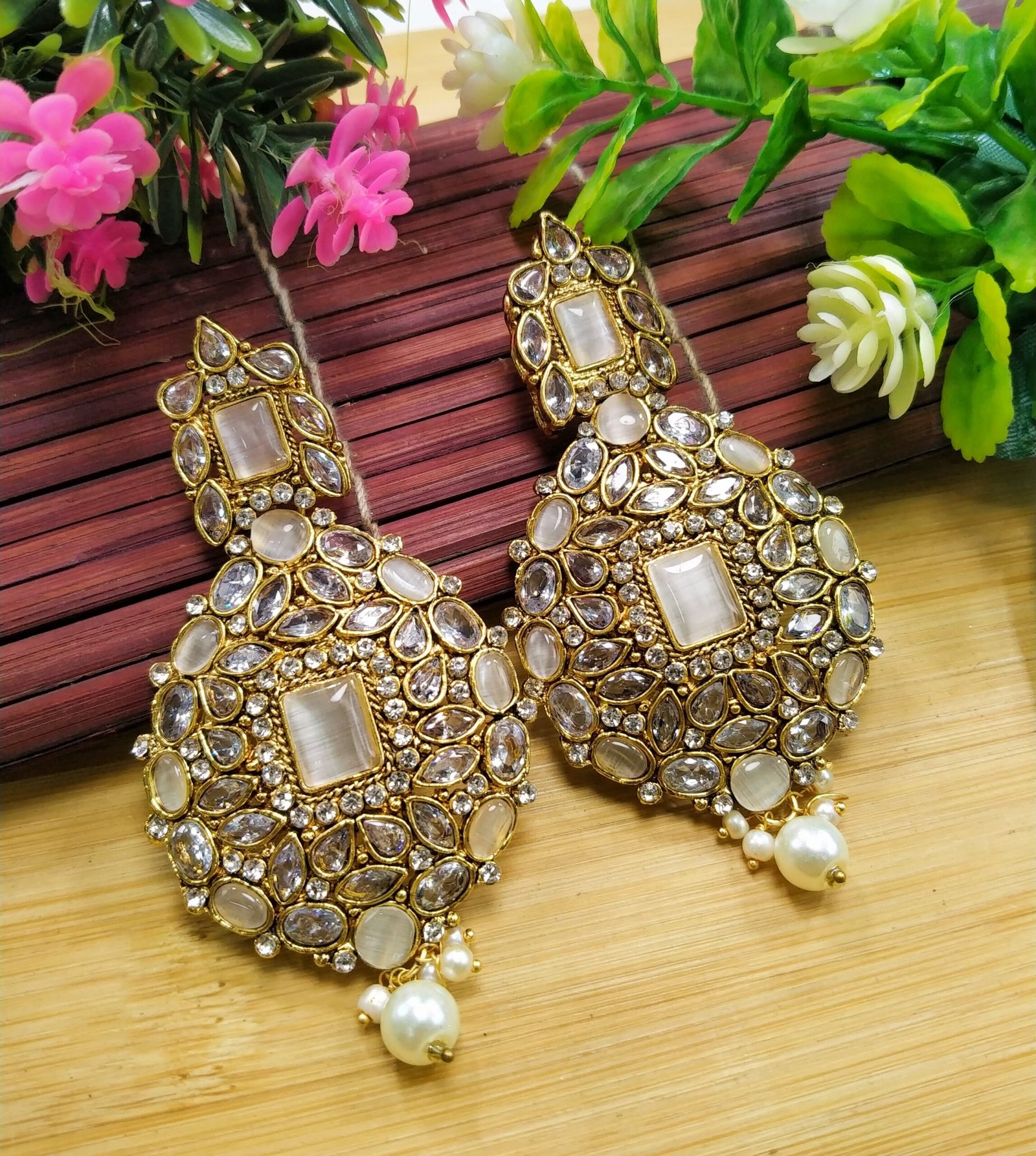 Most Attractive Full Zircon Big size Egyptian Style Drop Earrings