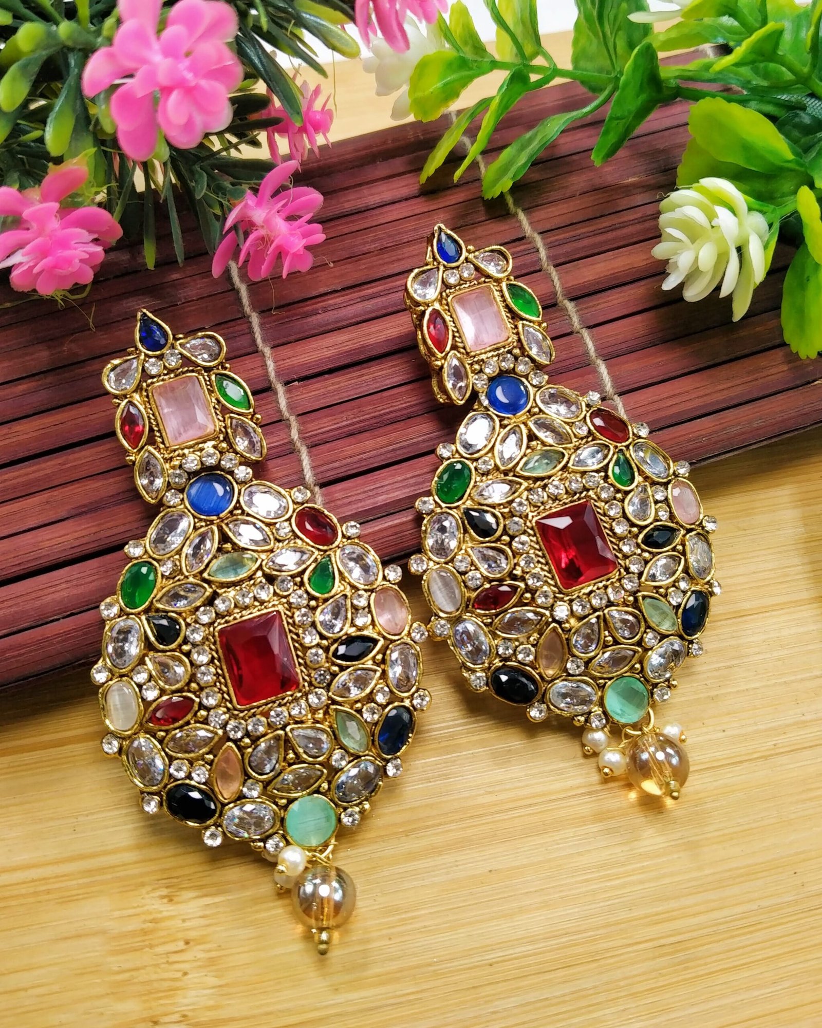 Most Attractive Full Zircon Big size Egyptian Style Drop Earrings