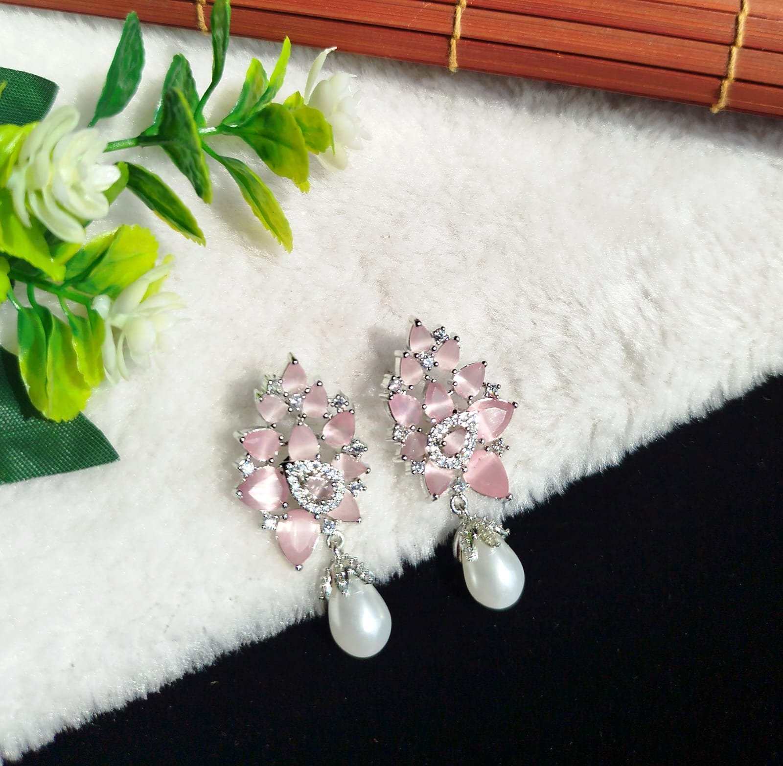 The Most Stunning American Diamond Long Drop Earrings with Pearl Drops