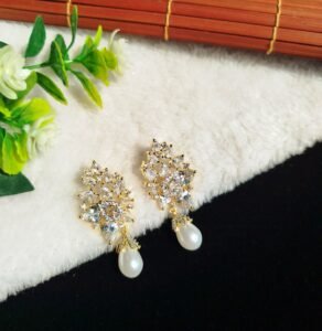 The Most Stunning American Diamond Long Drop Earrings with Pearl Drops