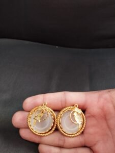 Gold-plated designer studs in real stones