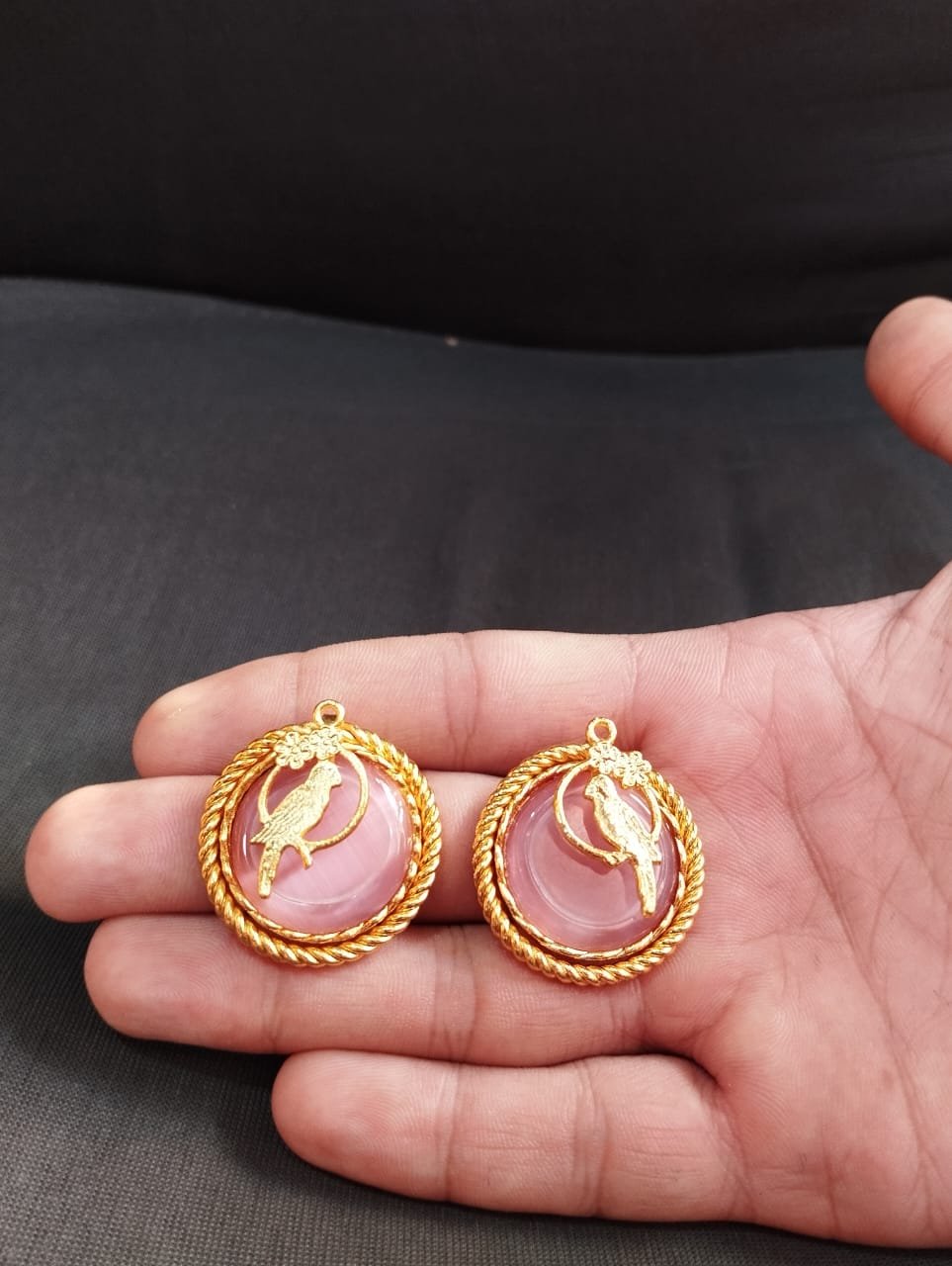 Gold-plated designer studs in real stones