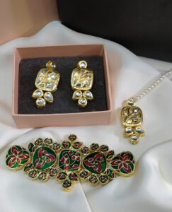 Indian Jaipuri Kundan choker set Meena work 