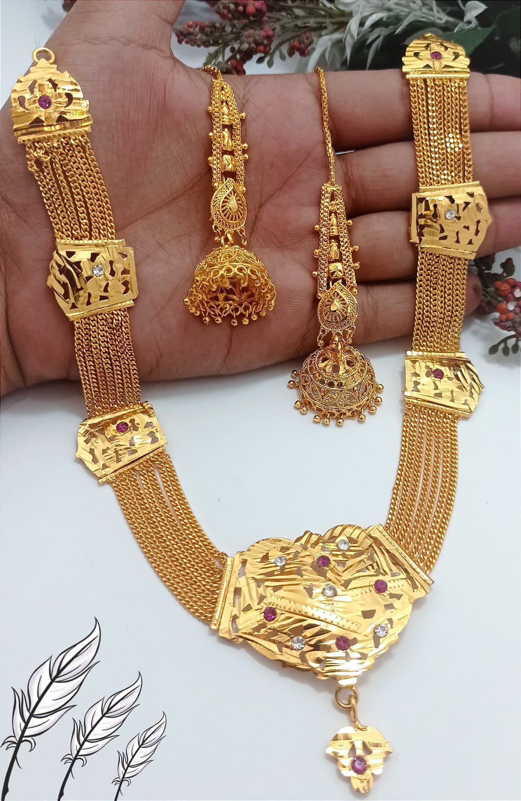 Gold Chine MALA Jhumki INDIAN COLLECTION