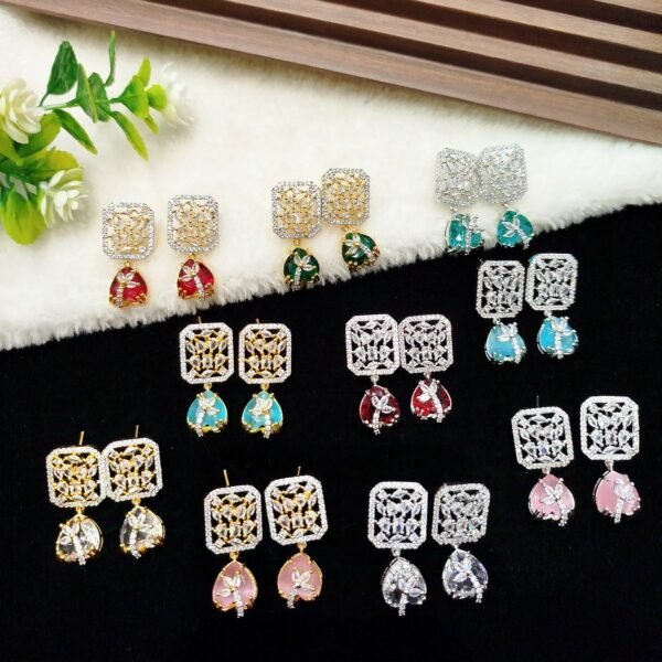 Most Stunning imported American Diamond Tops Earrings GOLDEN AND SILVER